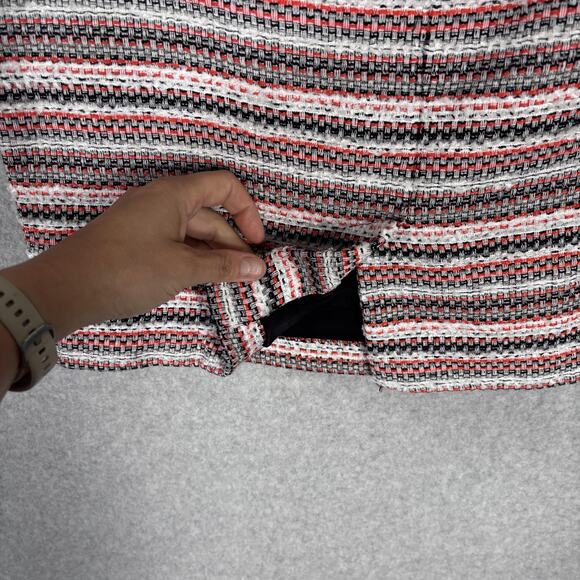 Halogen Tweed Mini‎ Skirt 8 Orange Textured Zipper Pockets Old Money Academia - Picture 9 of 13